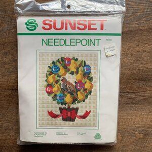 Sealed VTG Sunset Needlepoint PARTRIDGE IN A PEAR TREE  Kit #6048